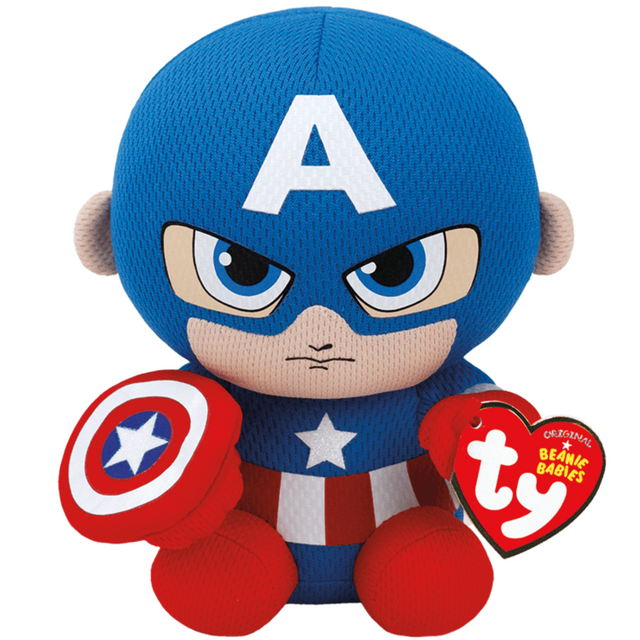 TY MARVEL BEANIE BABIES CAPTAIN AMERICA