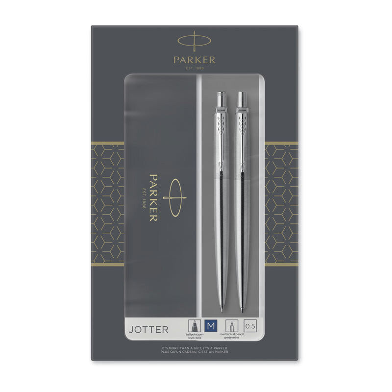 PEN PARKER GIFT SET DUO JOTTER BP & MECH PENCIL S STEEL CHROME TRI