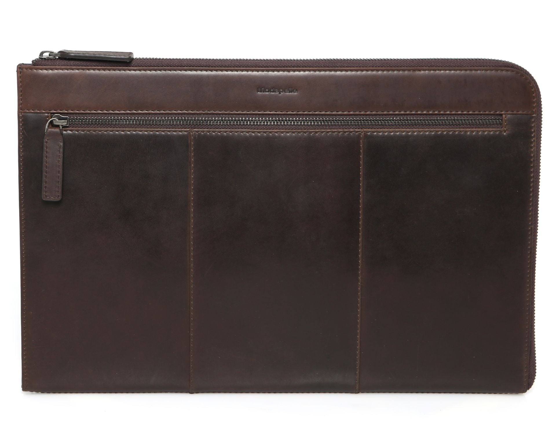 VINTAGE LEATHER FOLIO WITH INNER ORGANIZER BROWN