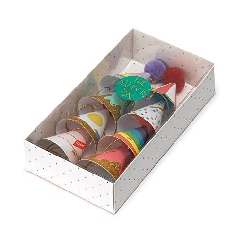 Legami - Set of 8 Party Hats with Pompons and Glitter Details One Size Ø 4.3 Cm