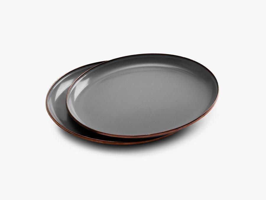Barebones, Enamel Deep Plate, Hand-Finished Baked Stainless Steel Trim, 2PK