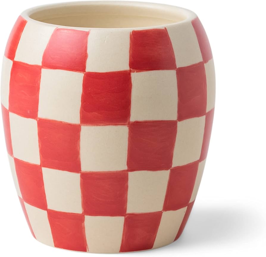 Candle (Rose/Santal) Checkmate Checkered Porcelain Vessel 11oz