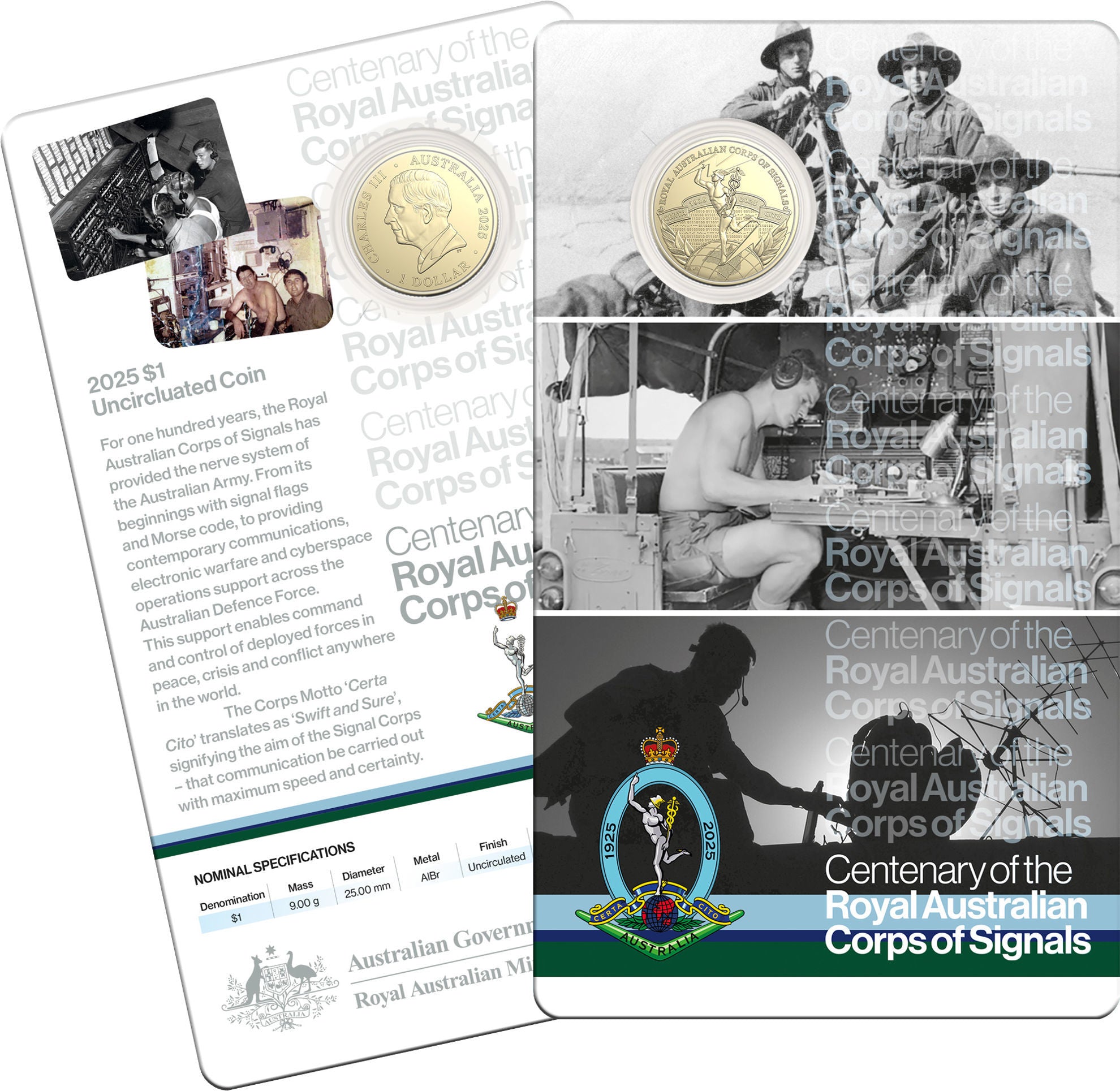 2025 $1 UNCIRCULATED COIN - CENTENARY OF ROYAL AUSTRALIAN CORPS OF SIGNAL