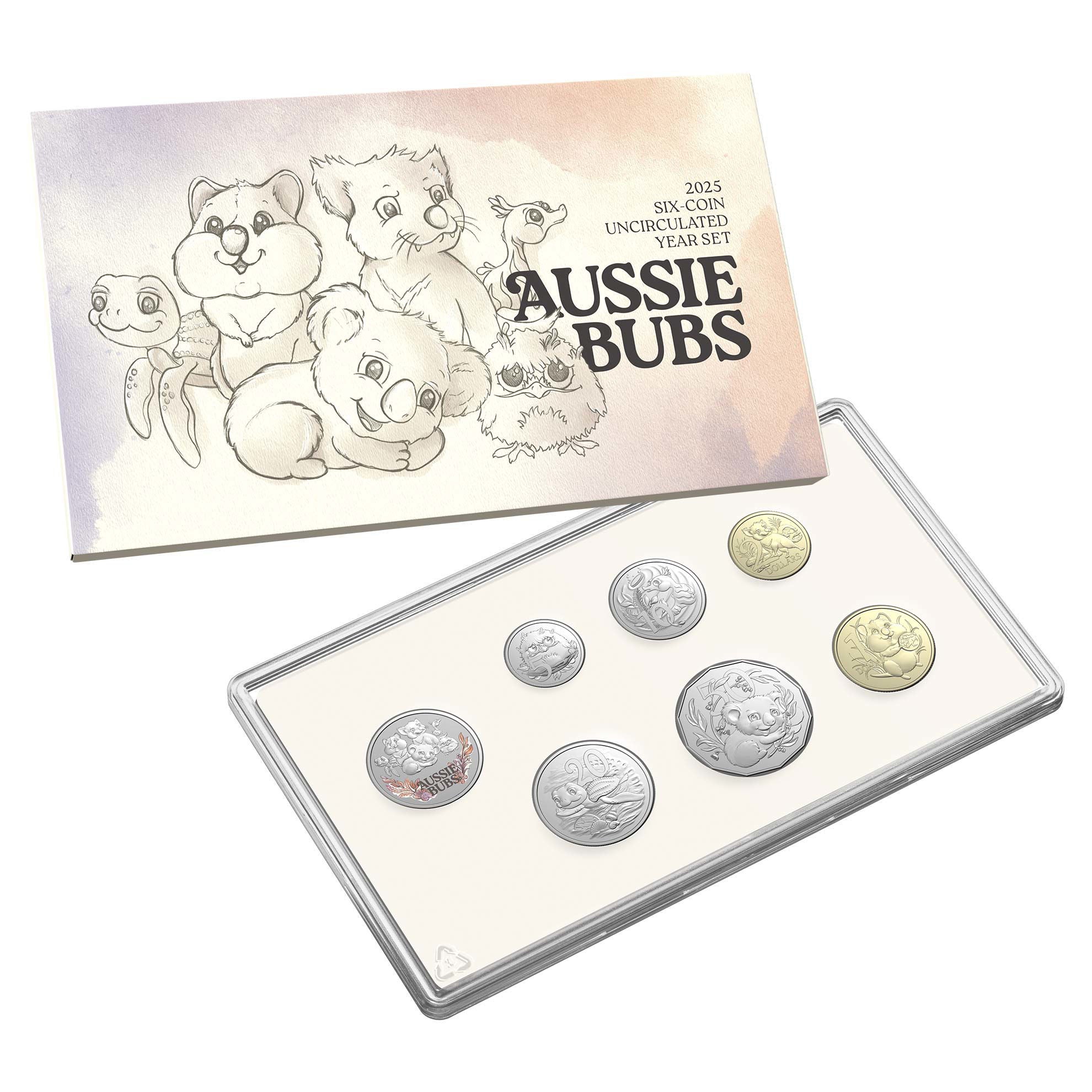 2025 SIX COIN COLOURED UNCIRCULATED BABY YEAR SET - AUSSIE BUBS