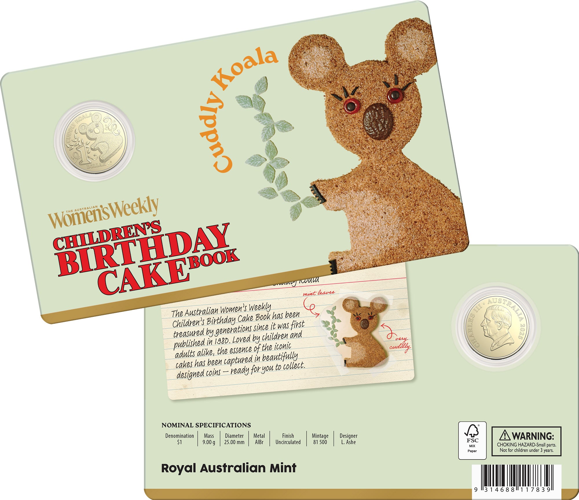 AWW 2025 $1 AIBr Uncirculated Coin - Cuddly Koala