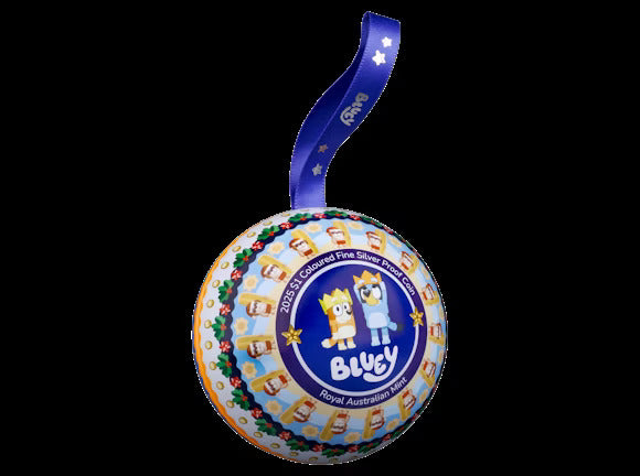 2025 $1 COLOURED FINE SILVER PROOF COIN - BLUEY CHRISTMAS