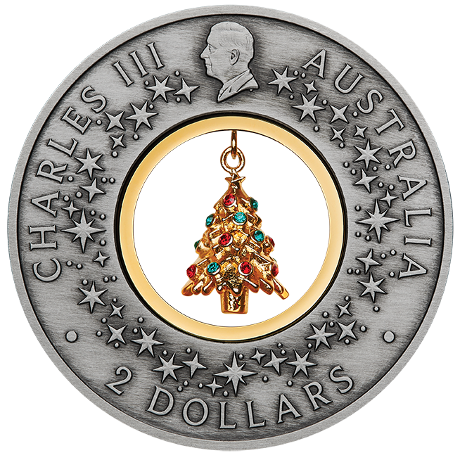 2025 Santa's Workshop 2oz Silver Antiqued Coloured Coin