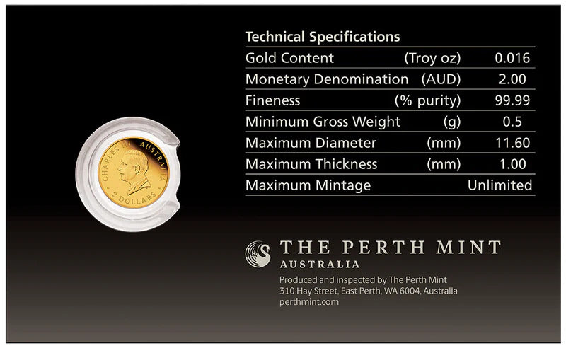 2026 Australian Kangaroo MIni Roo 0.5g Gold Proof Coin in card