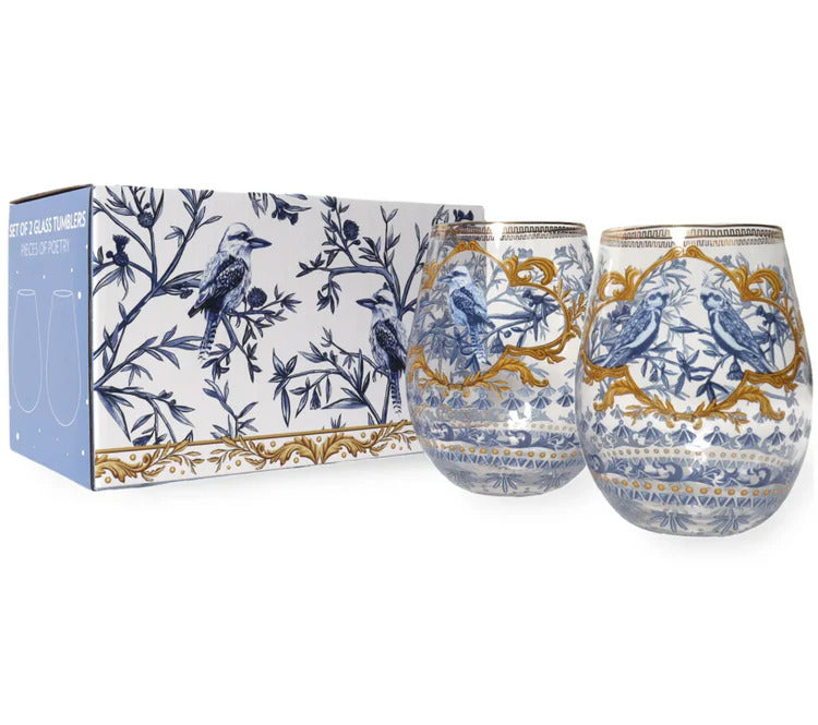 GLASS TUMBLER SET OF 2 PIECES OF POETRY LA LA LAND