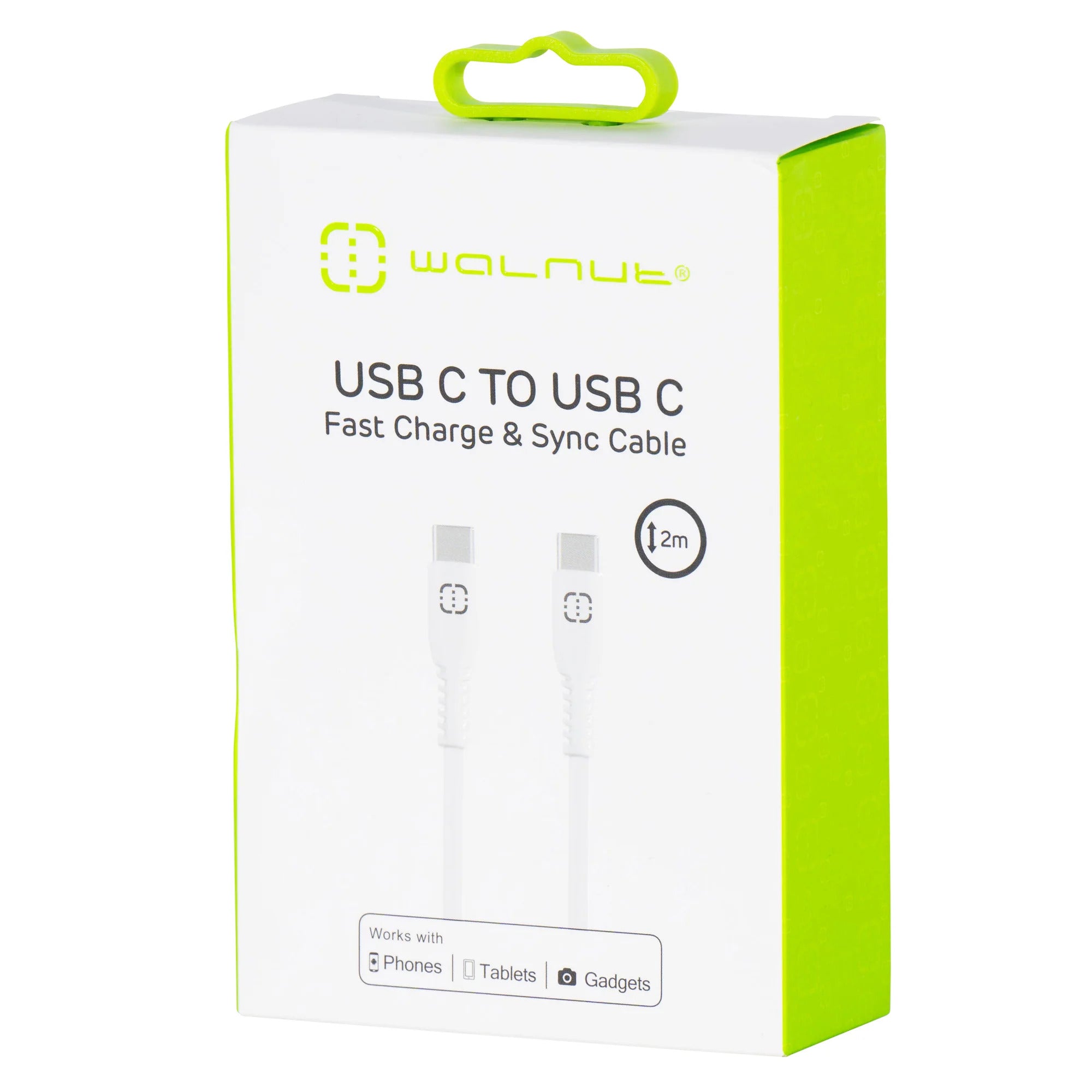 USB C to USB C Fast Charge and Sync cable 2m White