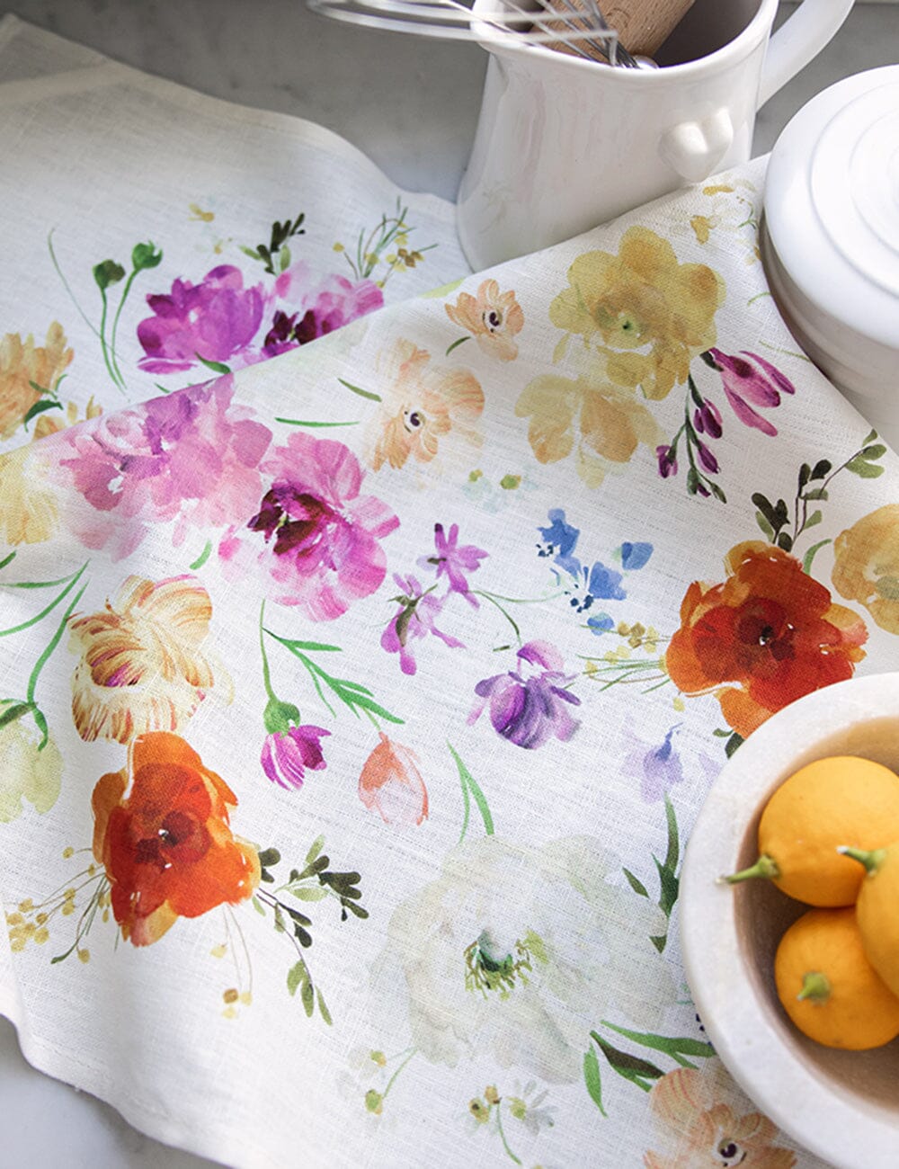 Tea Towel 100% Linen - Ranunculus