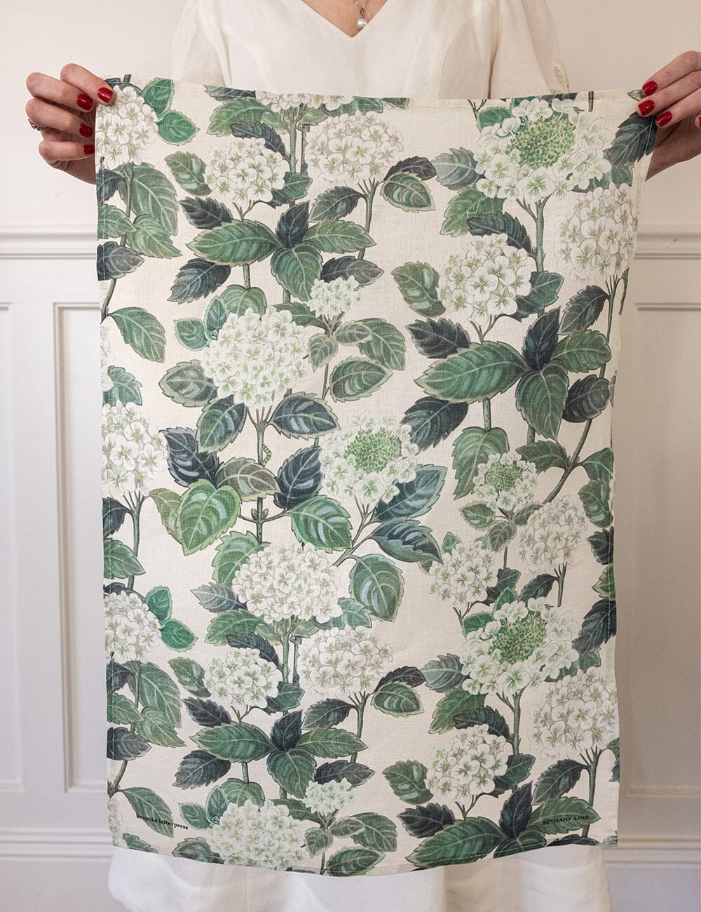 Tea Towel 100% Linen - Hydrangea