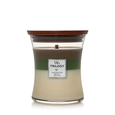 Woodwick Medium Hourglass Trilogy Candle, Verdant Earth, 9.7 Oz.