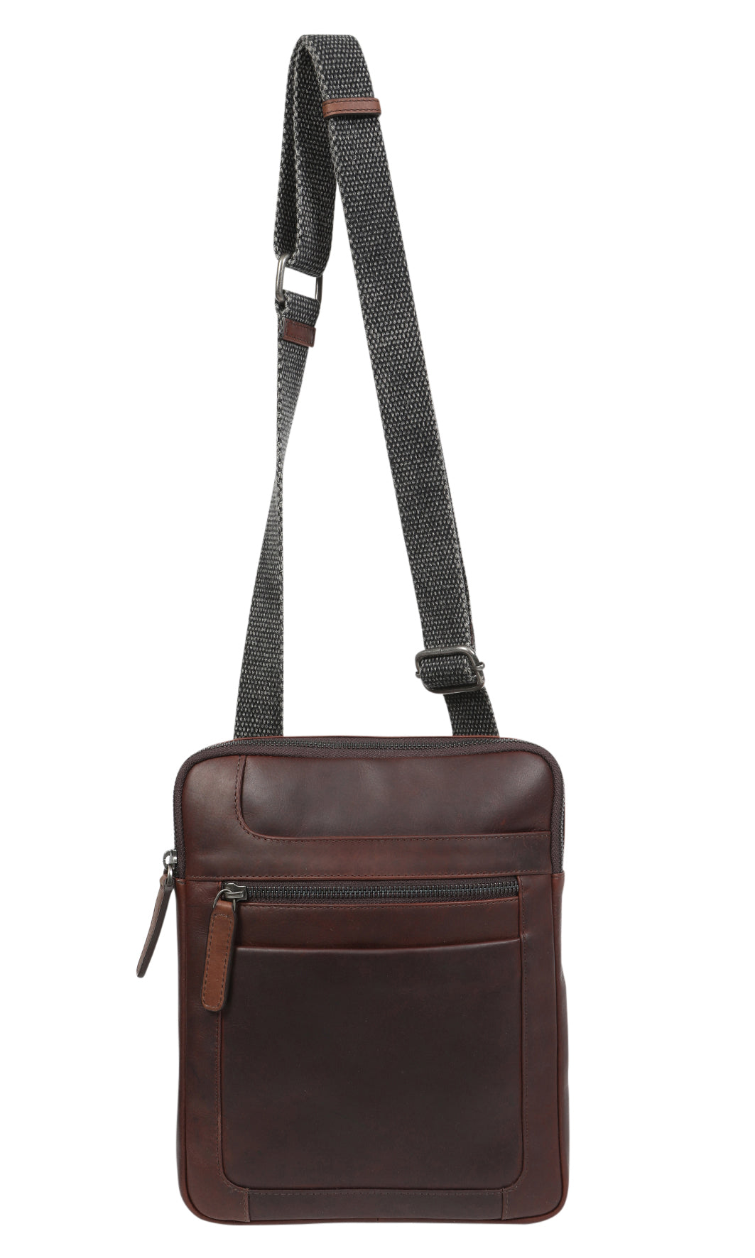 COW LEATHER MENS CROSS BODY BAG FRONT