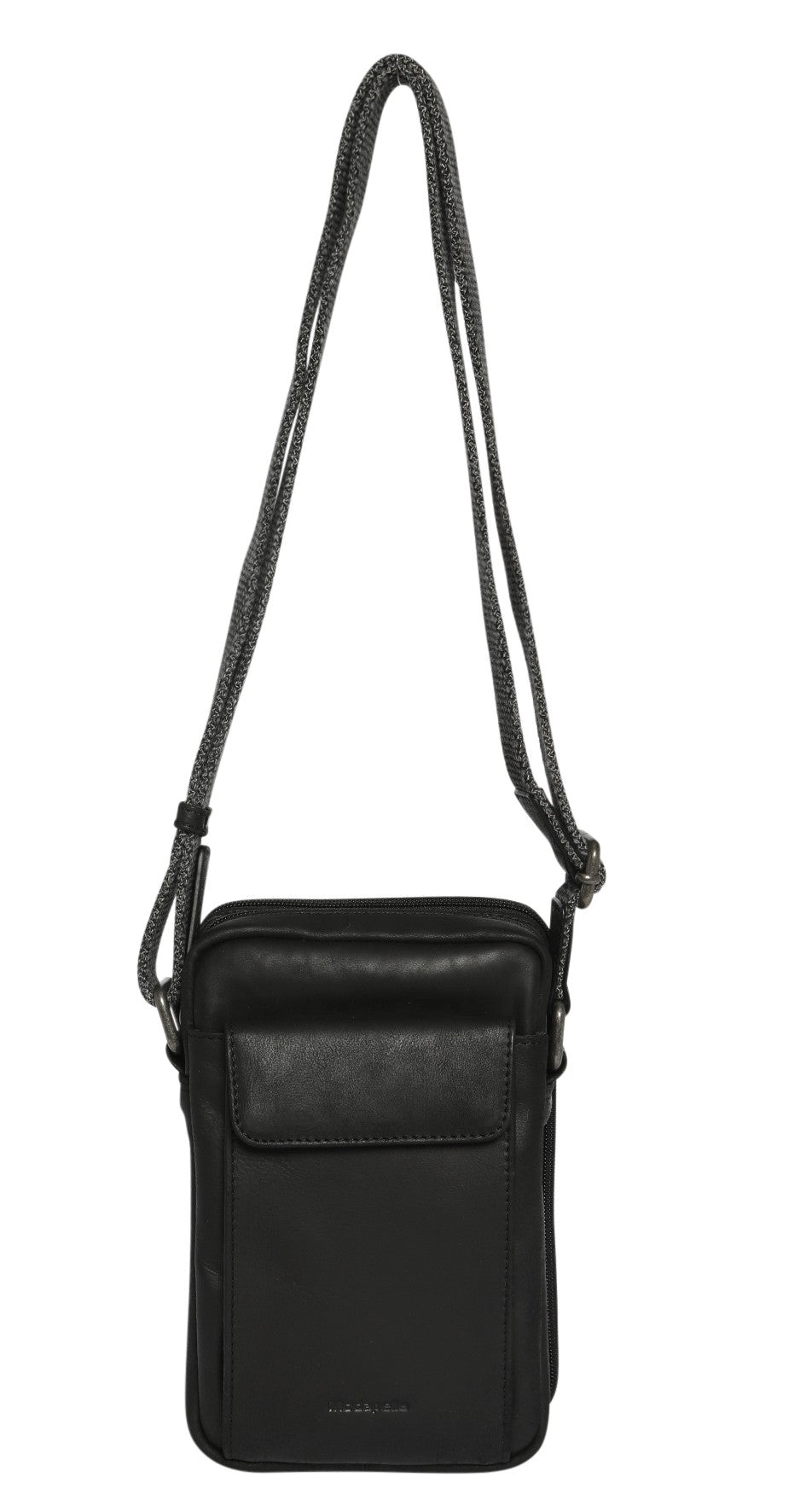 MEN'S LEATHER ORGANIZER CROSS BODY BAG BLACK