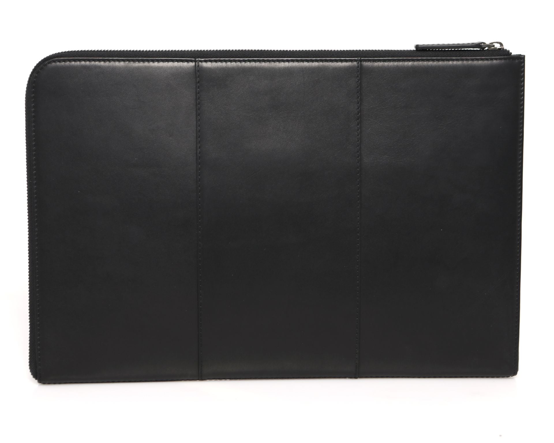 VINTAGE LEATHER FOLIO WITH INNER ORGANIZER BLACK