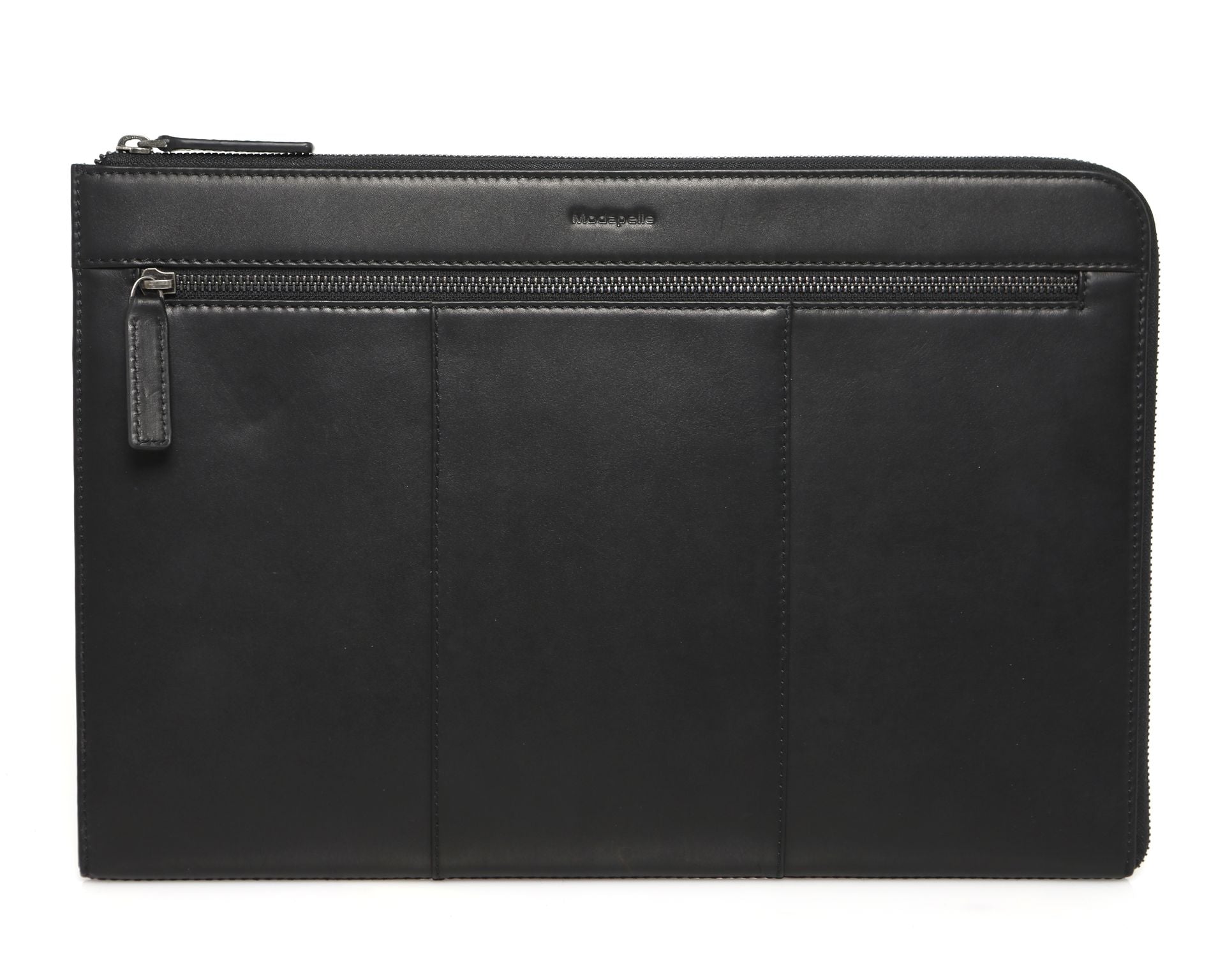 VINTAGE LEATHER FOLIO WITH INNER ORGANIZER BLACK