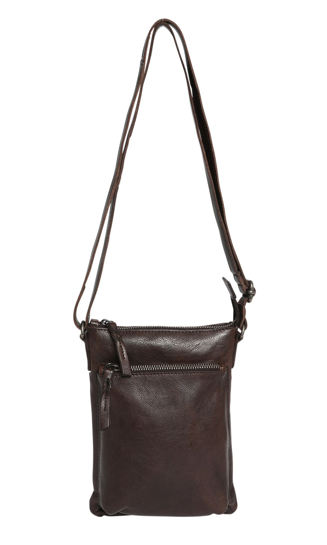 SOFT COW LEATHER MULTI COMPART CROSS BODY BAG COFFEE