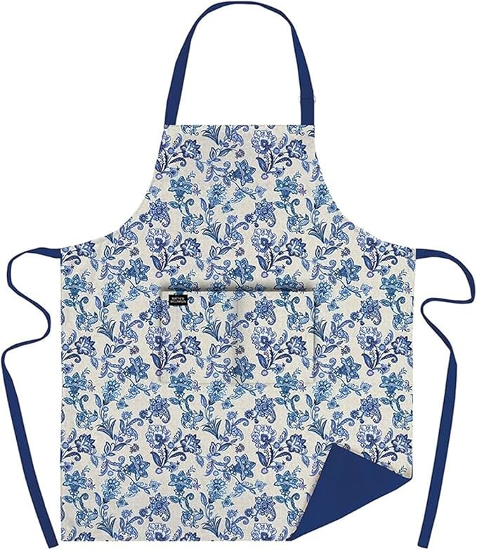 Museums & Galleries Adjustable Apron - 'Blue Paisley' Design by Matthew Williamson - Organic Cotton - Stylish Home Accessory