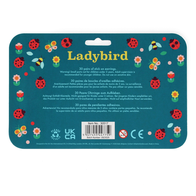 Rex London Stick on Earrings - Ladybird