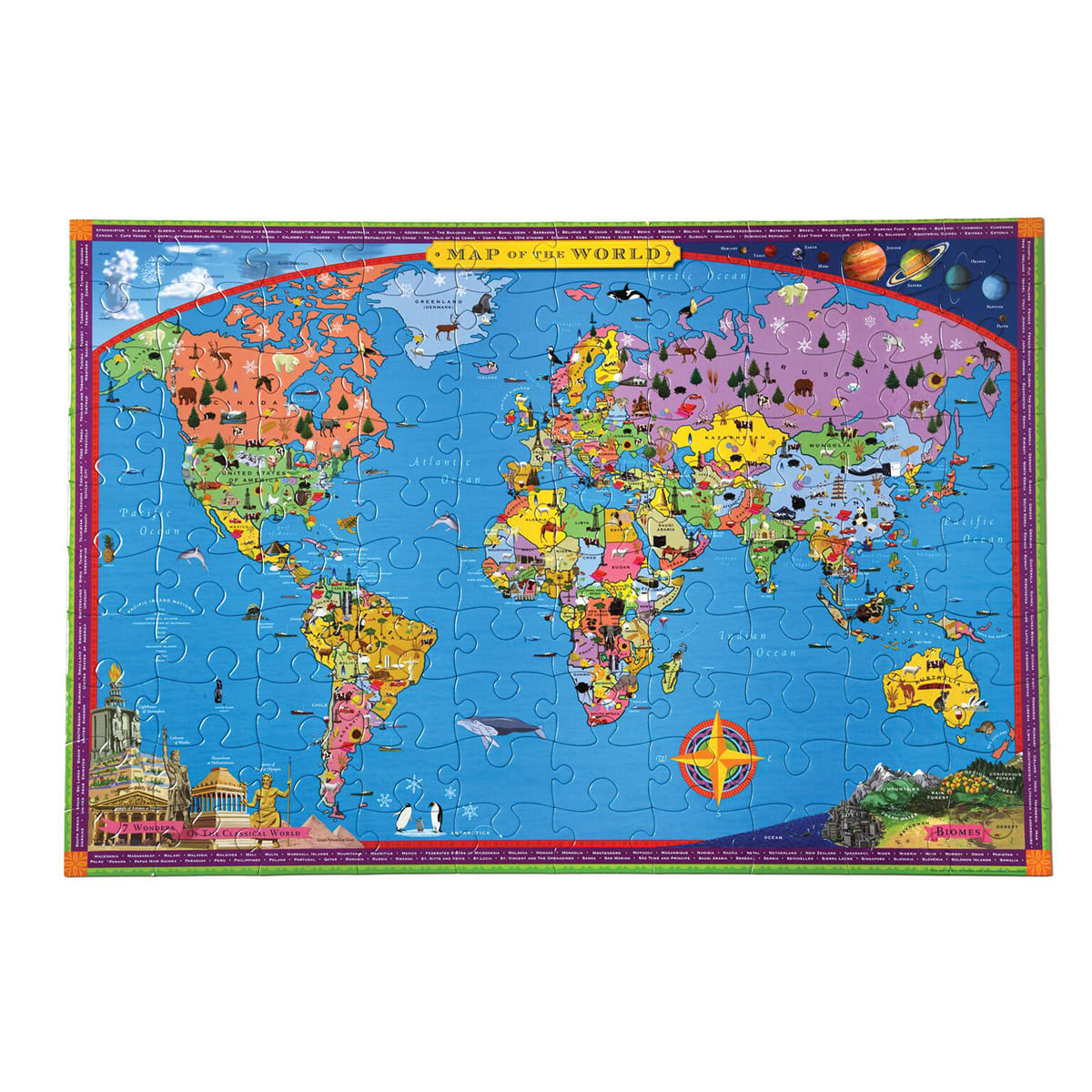 100pc EeBoo Jigsaw Puzzle World Map 45x68cm Kids/Children Learning Game 5+