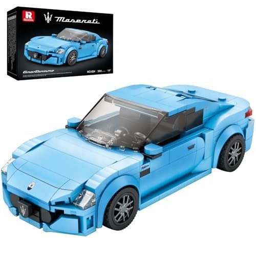 Reobrix Super Sports Car Building Blocks Sets, Classic Collectible Car Model for Boys Ages 8-14, Mini Sports Cars Toy Kit for Kids Blue(384 Pieces)