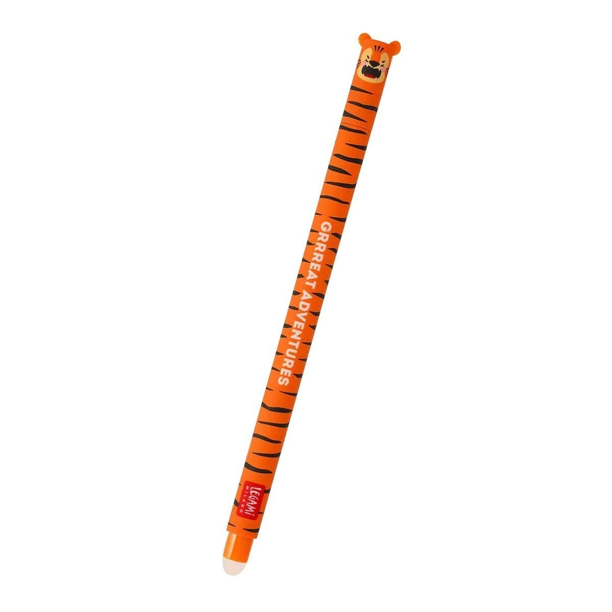 LEGAMI Tiger - Erasable Gel Pen - Ball at the End for Removing Ink - Without Wearing the Sheet - Orange Ink - Temperature Sensitive Ink - 0.7mm Tip Di