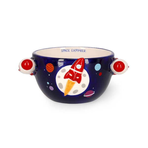 Legami - Stoneware Bowl for Cereals Good Morning! Space Theme Breakfast Cup Microwave-Safe Dishwasher Safe Capacity up to 400 Ml 12 X 9 Cm