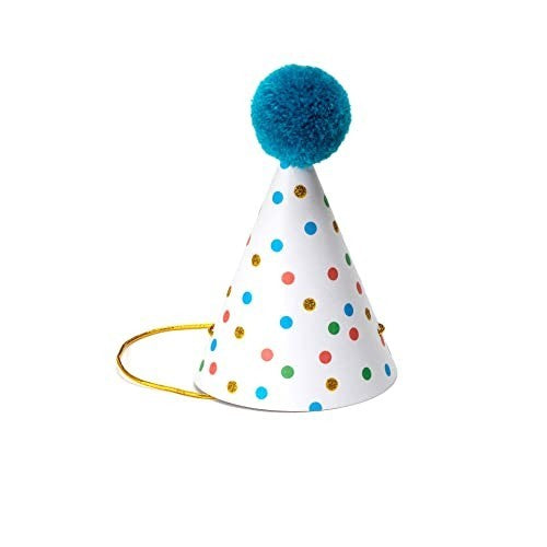 Legami - Set of 8 Party Hats with Pompons and Glitter Details One Size Ø 4.3 Cm