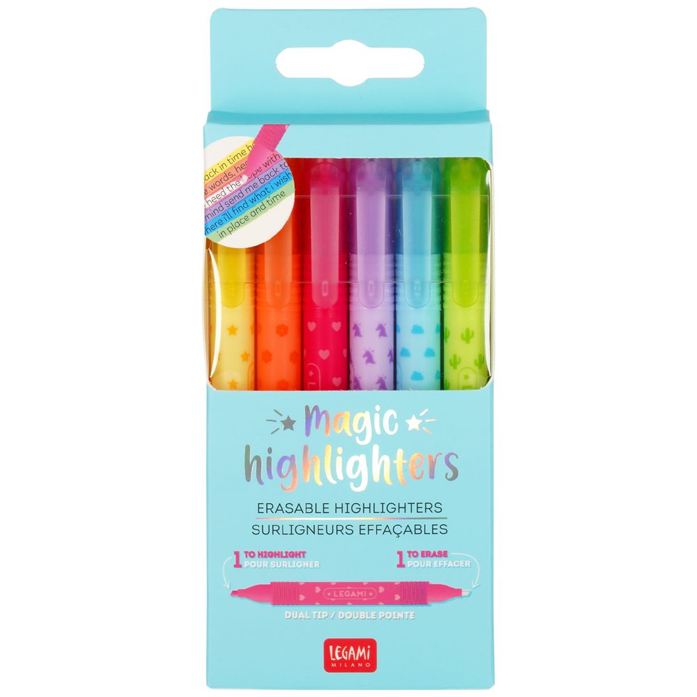 - Set of 6 Erasable Highlighters, Magic Highlighters, Double Tip Highlighters for Highlighting and Erasing, for Fine and Thick Lines, in Yellow,