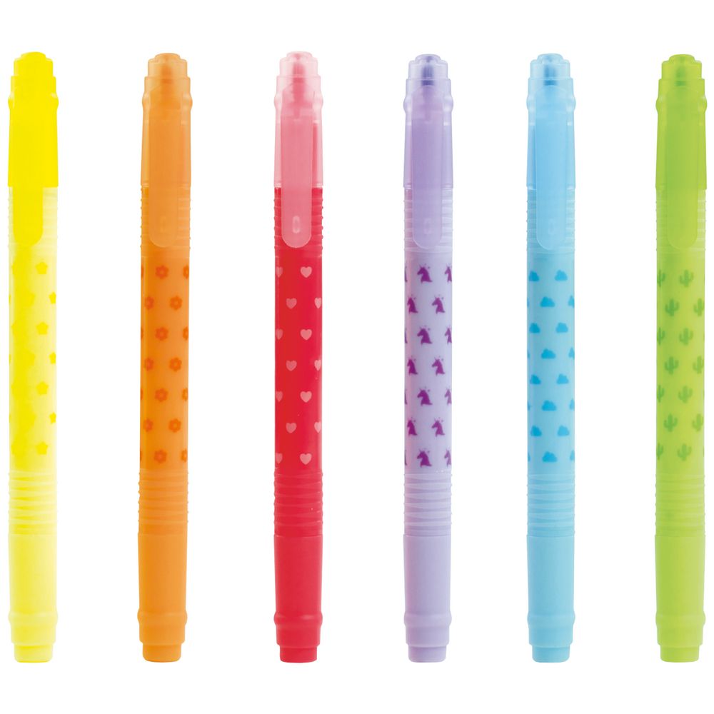 - Set of 6 Erasable Highlighters, Magic Highlighters, Double Tip Highlighters for Highlighting and Erasing, for Fine and Thick Lines, in Yellow,