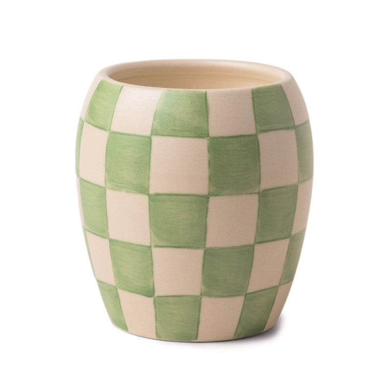 Checkmate Checkered Porcelain Vessel 11oz Cactus Flower