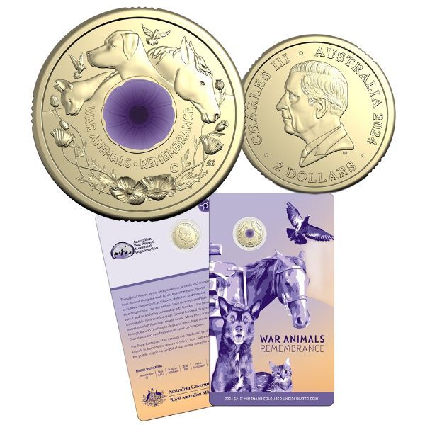 COIN 2024 $2 C  WAR ANIMALS REMEMBRANCE 