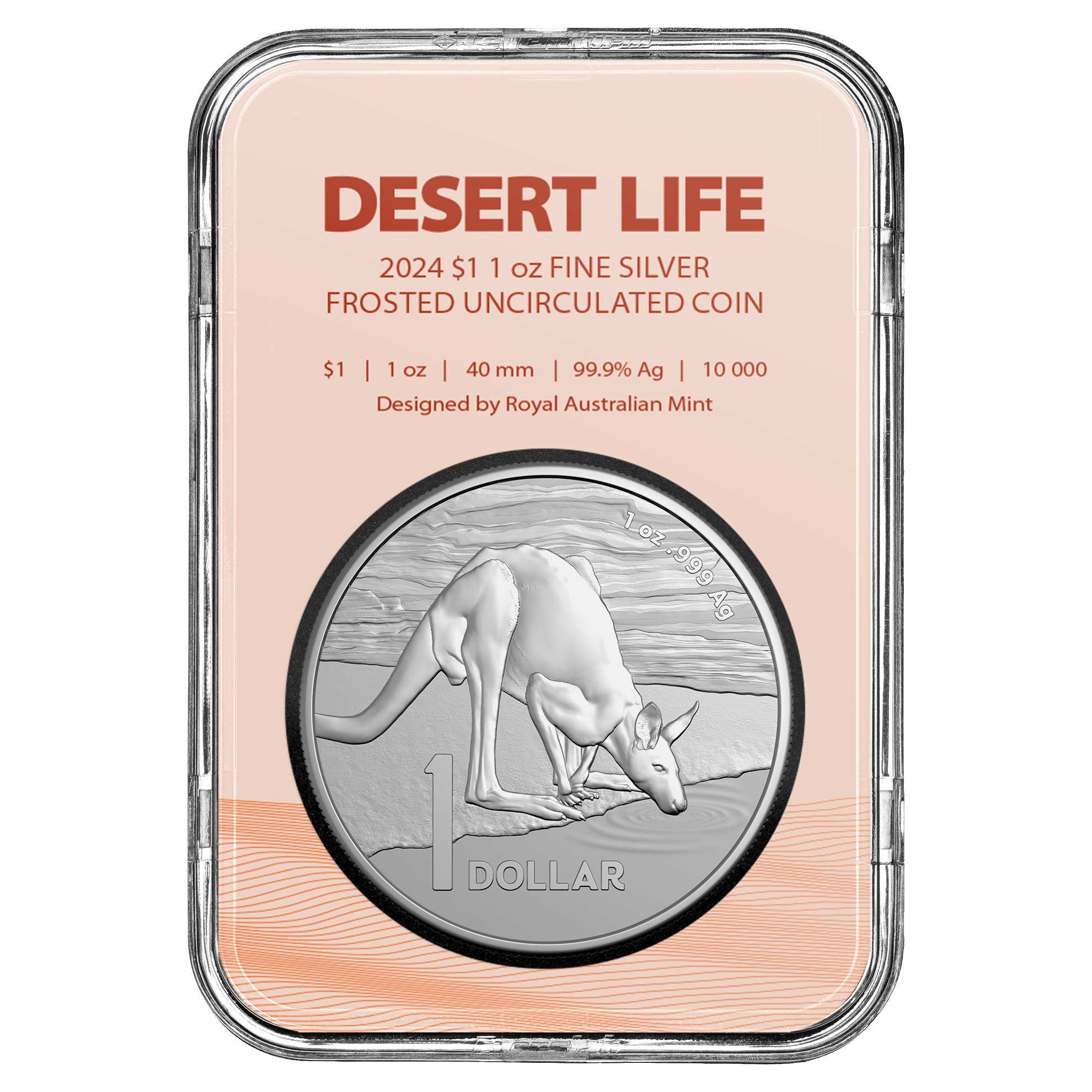 COIN 2024 $1 1OZ FROSTED FINE SILVER COIN  -  KANGAROO SERIES