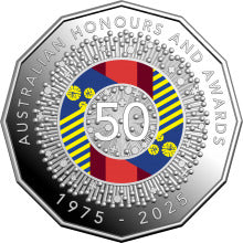2025 COLOURED SIX-COIN PROOF YEAR SET  -  50TH ANNIVERSARY OF THE AUSTRALIAN HONOURS AND AWARDS SYSTEM