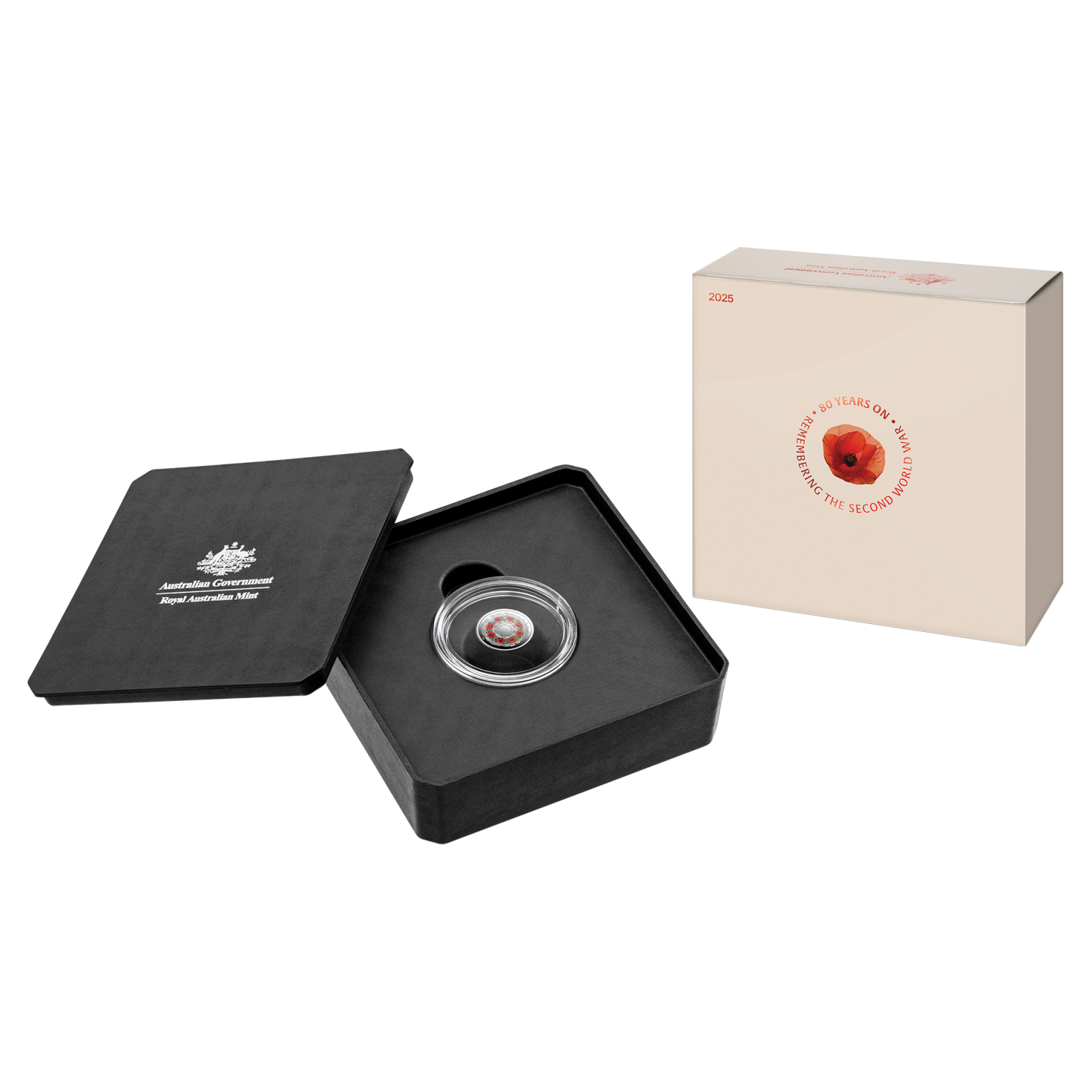 2025 Coin $2 Proof AG Coloured Mintmark - Poppy Wreath 80th Anniversary of WW11