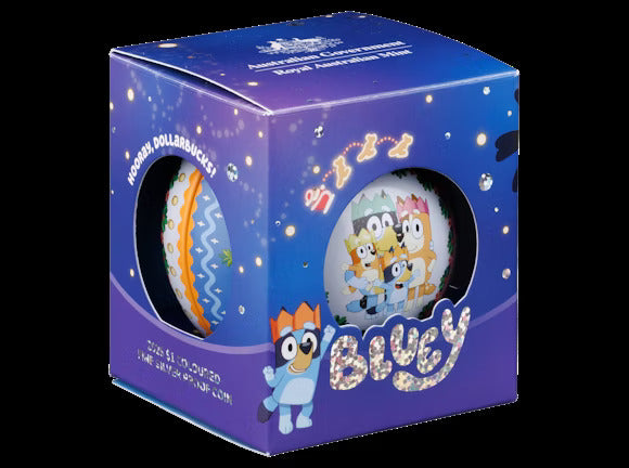 2025 $1 COLOURED FINE SILVER PROOF COIN - BLUEY CHRISTMAS