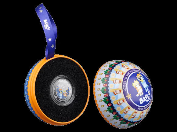 2025 $1 COLOURED FINE SILVER PROOF COIN - BLUEY CHRISTMAS