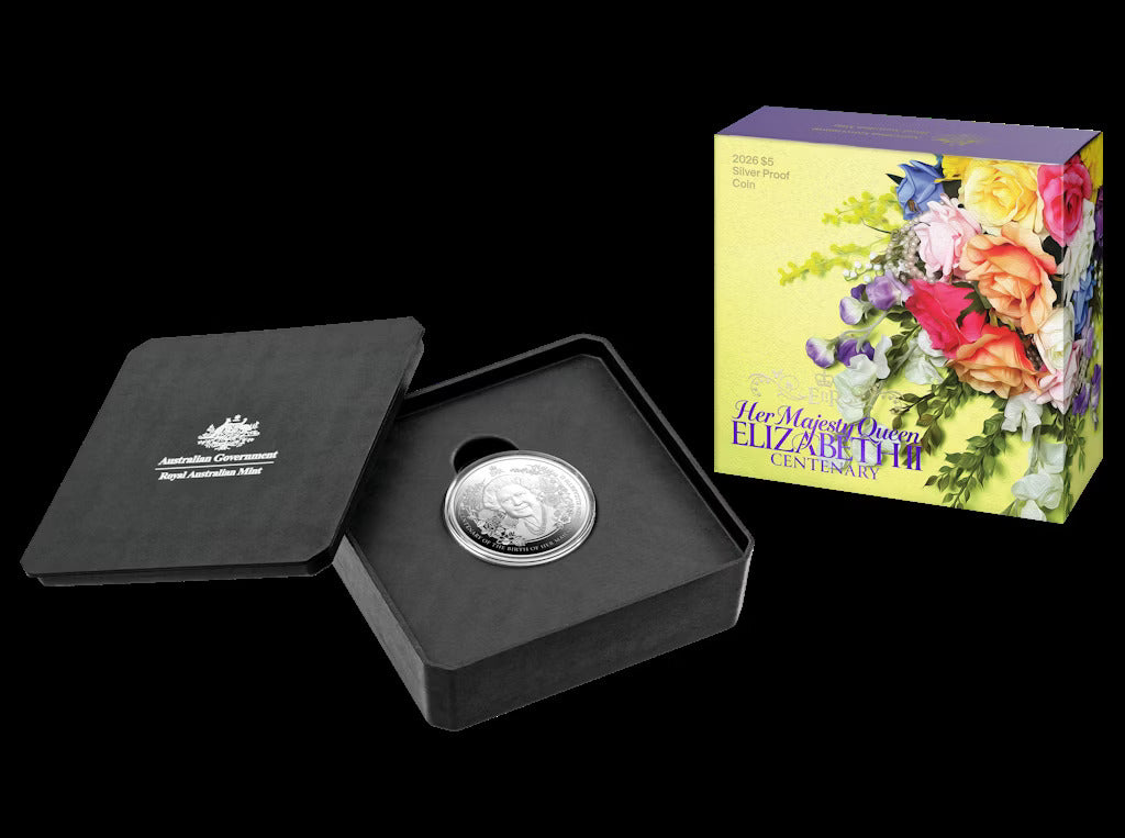 2026 $5 1oz Fine Silver Proof Coin - HM Queen Elizabeth 11 Centenary of Birth