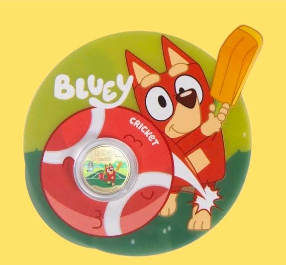 2027 $1 Coloured Uncirculated Coin - Bluey Cricket