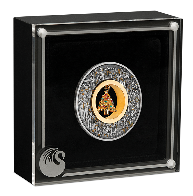 2025 Santa's Workshop 2oz Silver Antiqued Coloured Coin