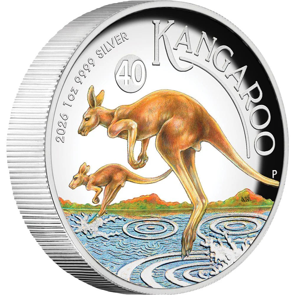 2026 Australian Kangaroo 1oz Silver Proof High Relief Coloured Coin