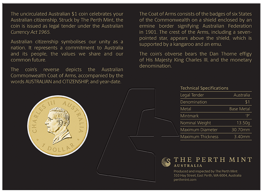 2026 Australian Citizenship Coin In Card