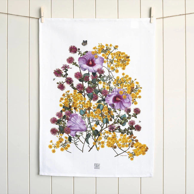 BELL ART TEA TOWEL YELLOW MORRISON
