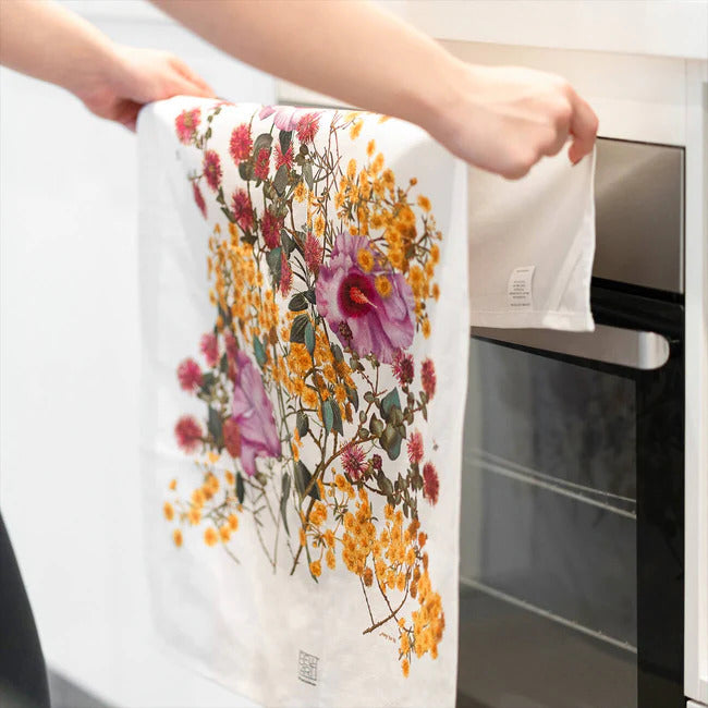 BELL ART TEA TOWEL YELLOW MORRISON