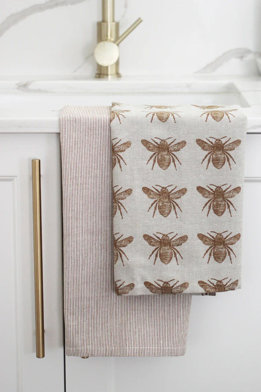 Raine and Humble Tea towel  Honey Bee Mustard