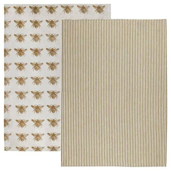 Raine and Humble Tea towel  Honey Bee Mustard