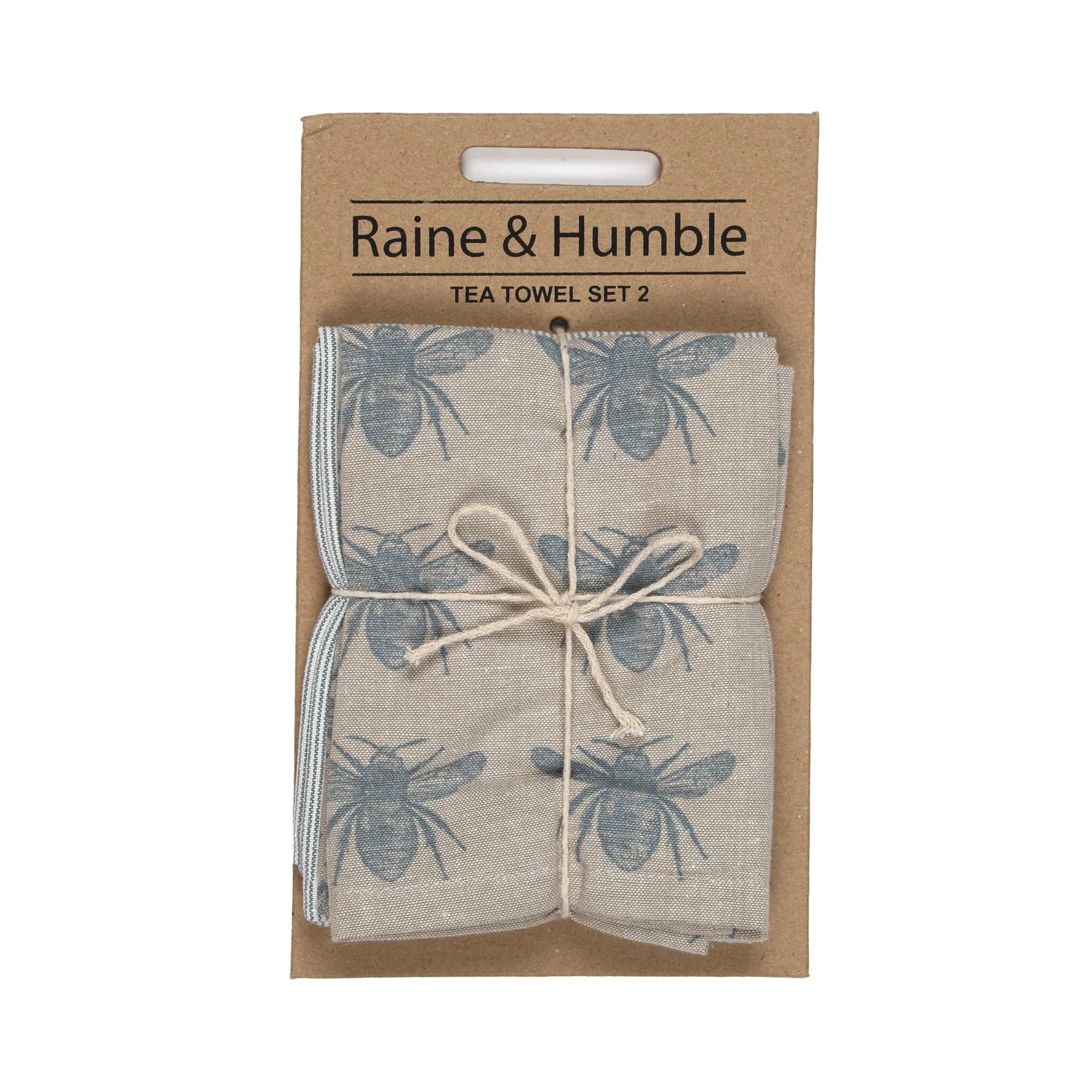 Raine and Humble Tea Towel set 2 Honey Bee Blue haze
