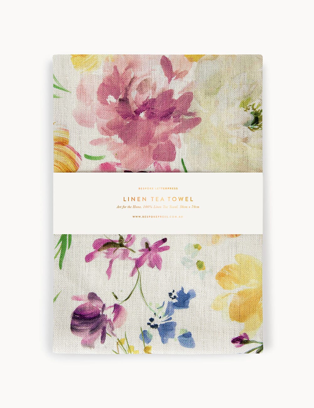 Tea Towel 100% Linen -  Ranunculus