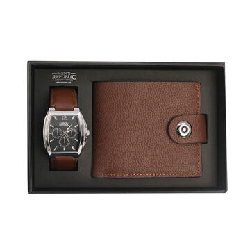 WATCH SET WITH WALLET BROWN 